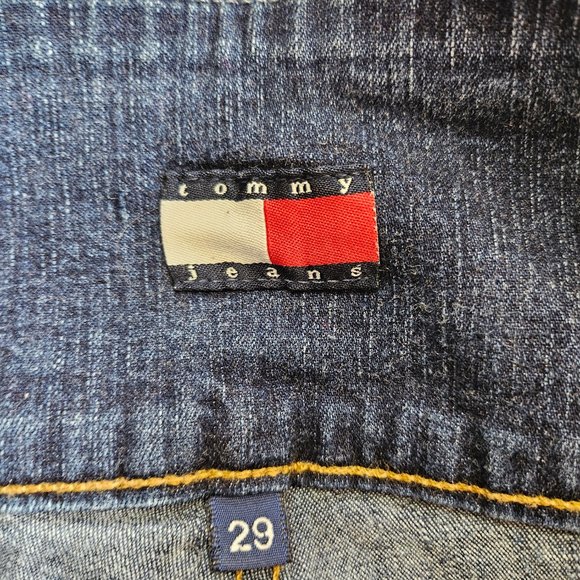 Vintage Tommy Hilfiger Women's Blue Distressed Ripped Legs Skinny Jeans Size W29 - Picture 8 of 10